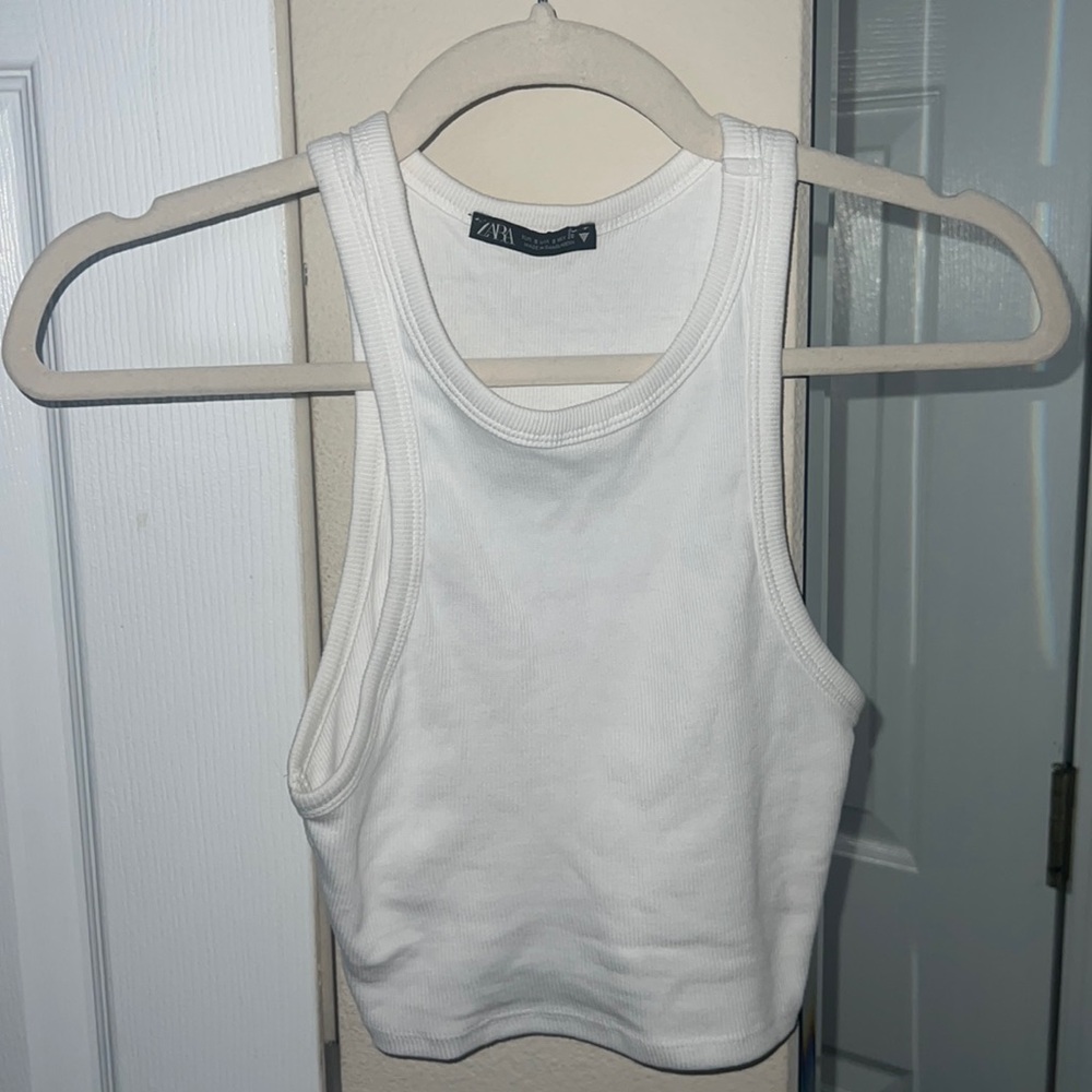 Zara white cropped tank